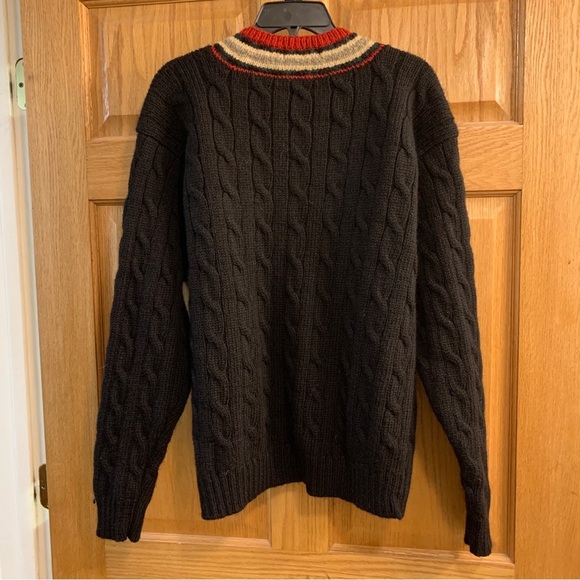 Vintage POLO RALPH LAUREN 100% Wool Sweater Cable Knit V-Neck Men’s Size XL - Picture 7 of 7